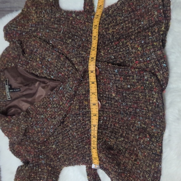 LOVE STITCH Cropped Tweed Frilly Peplum Blazer - Picture 10 of 11